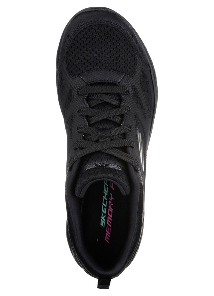 SKECHERS, sportliche Damen-Sneaker, mit Nappaleder-Besätzen SCHWARZ